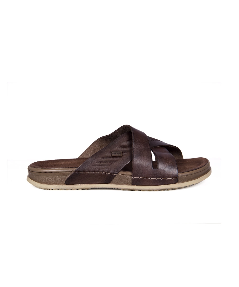 Chinelo Slide Pegada Softtouch Couro Marrom