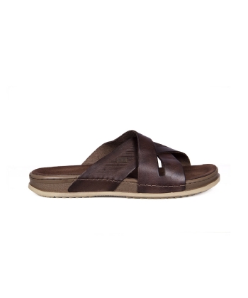 Chinelo Slide Pegada Softtouch Couro Marrom