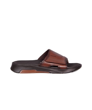 Chinelo Slide Pegada Levitech Couro Marrom