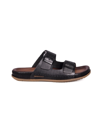 Chinelo Pegada Masculino Couro Preto