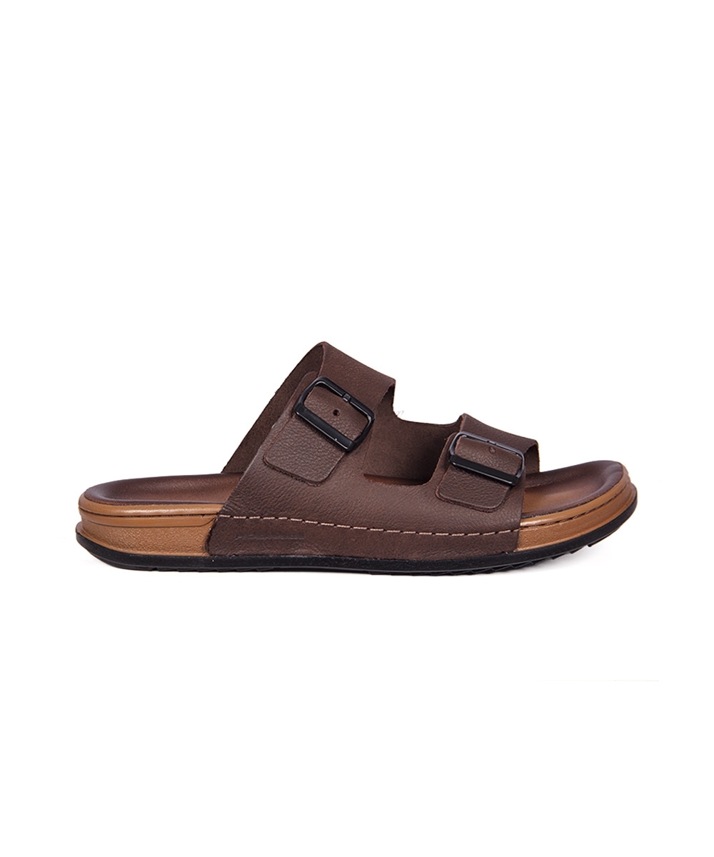 Chinelo Pegada Masculino Couro Marrom