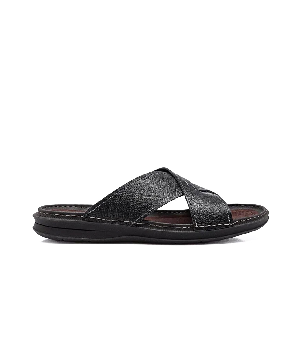 Chinelo Masculino Democrata Lazy Couro Preto