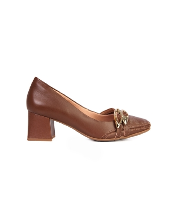 Sapato Feminino Ramarim Salto Bloco Couro Marrom