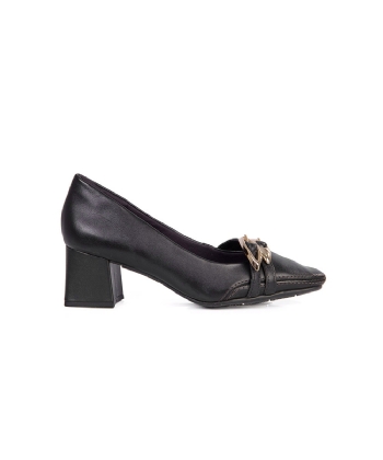 Sapato Feminino Ramarim Salto Bloco Couro Preto