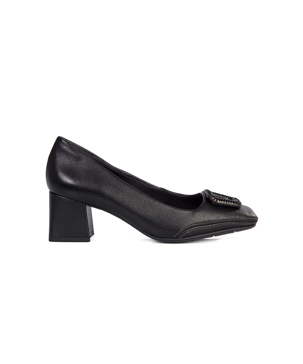 Sapato Feminino Ramarim Salto Médio Couro Preto