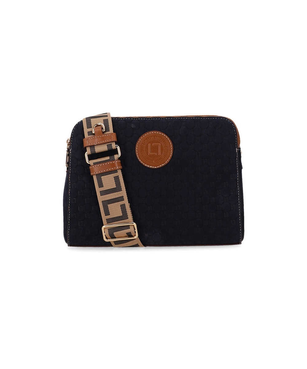 Bolsa Tiracolo Luz Da Lua Bella couro Bison Marinho
