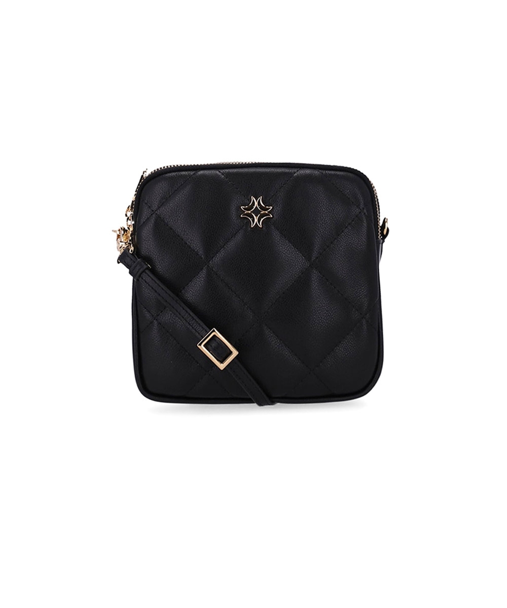 Bolsa Tiracolo Luz Da Lua Pequena Couro Saara Preto
