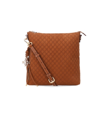 Bolsa Tiracolo Luz Da Lua Média Couro Bison Caramelo