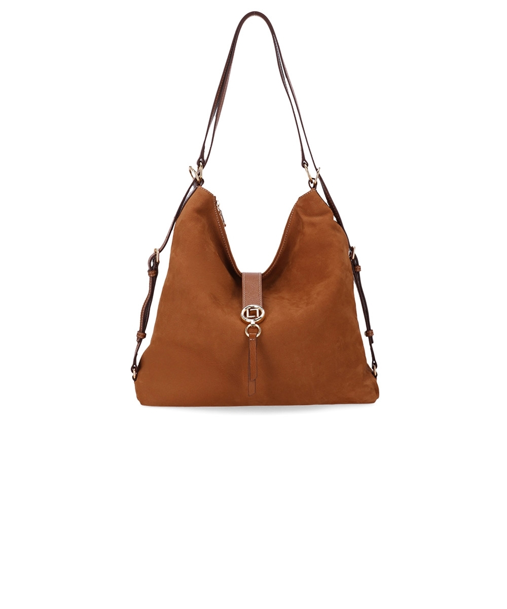 Bolsa Hobo Luz Da Lua Grande Couro Bison Caramelo