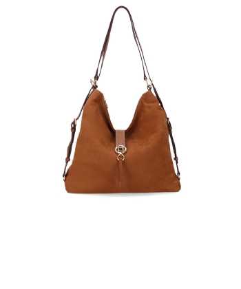 Bolsa Hobo Luz Da Lua Grande Couro Bison Caramelo