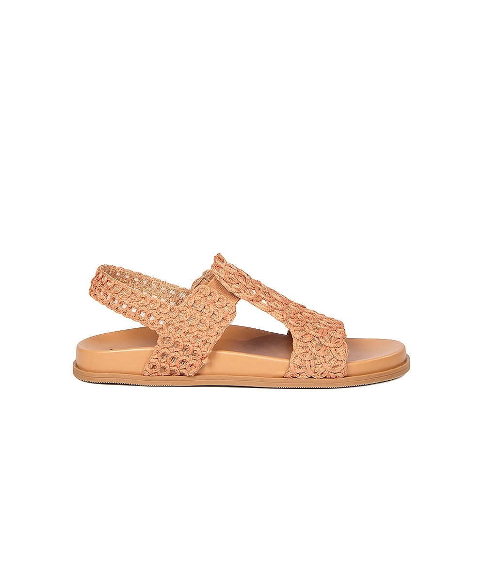 Sandália Flatform Valentina Tramada Caramelo
