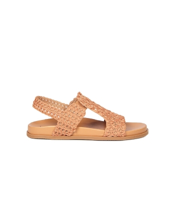 Sandália Flatform Valentina Tramada Caramelo