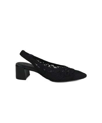Sapato Slingback Valentina Salto Bloco Preto