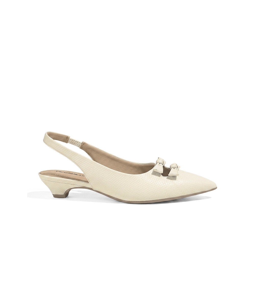 Sapato Slingback Piccadilly Carla Salto Médio OFF WHITE