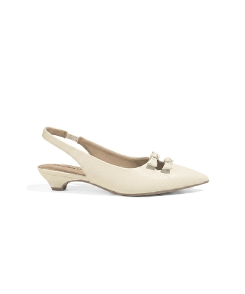 Sapato Slingback Piccadilly Carla Salto Médio OFF WHITE