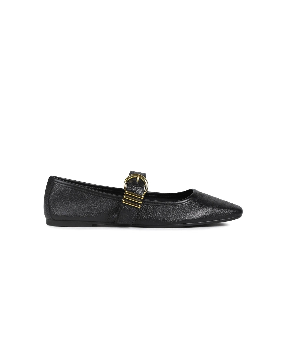 Sapatilha Giulia Domna Mary Jane Couro PRETO