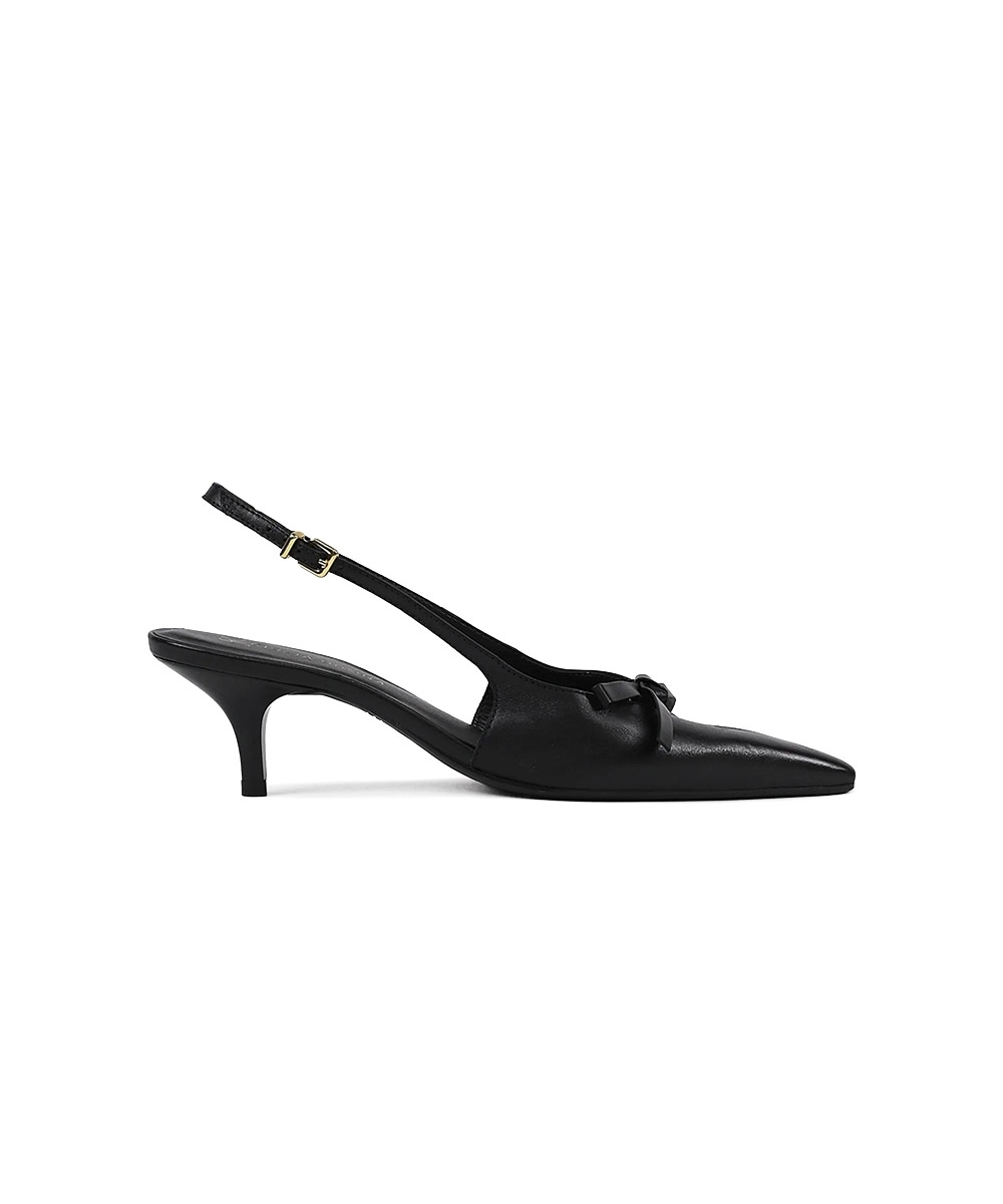Sapato Slingback Giulia Domna Salto Taça Couro PRETO