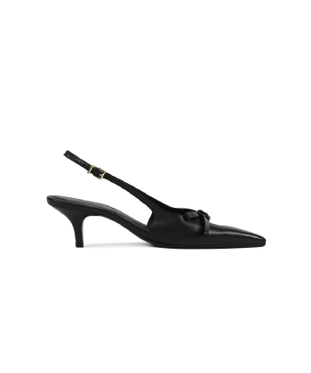 Sapato Slingback Giulia Domna Salto Taça Couro PRETO