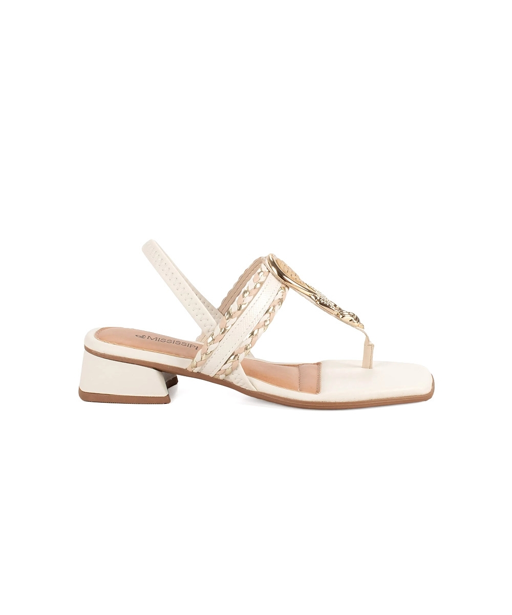 Sandália Mississipi Salto Baixo OFF WHITE