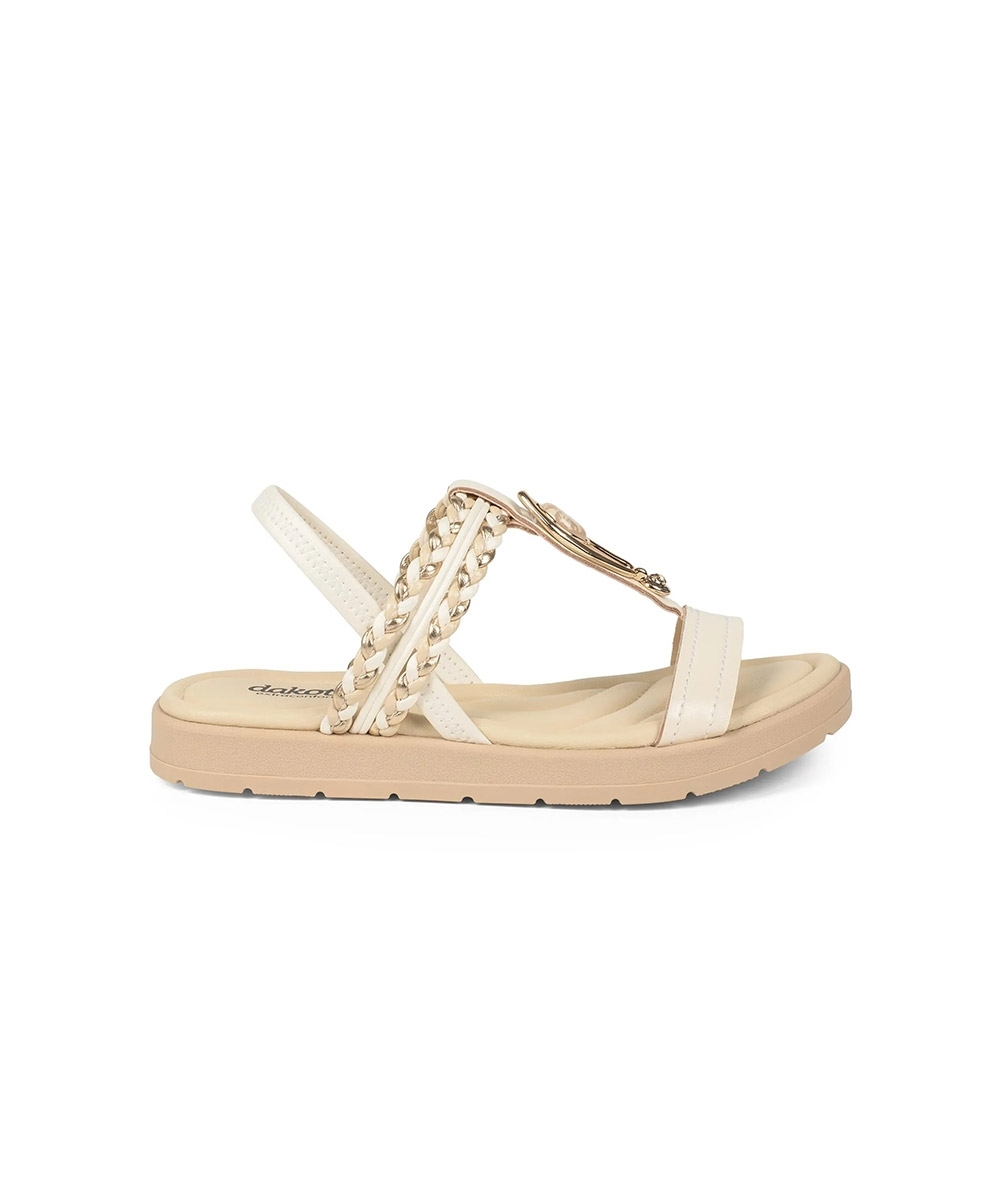 Sandália Flatform Dakota Tiras CREME