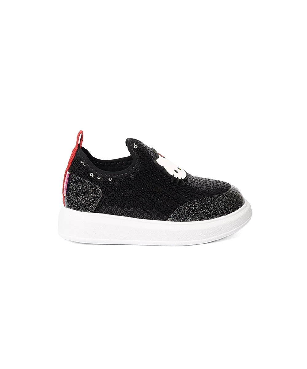 Tênis Infantil Novopé Hello Kitty Lantejoula PRETO