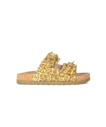 Tamanco Flatform Pixolé Pedriscos BEGE