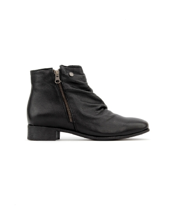 Bota Cano Curto Pixolé Salto Baixo Couro PRETO