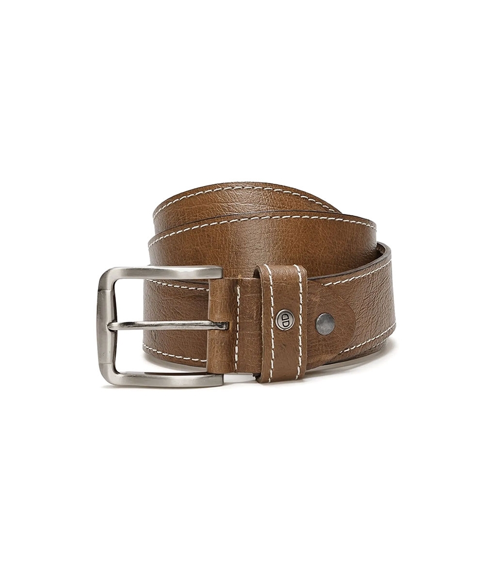 Cinto Masculino Democrata Largo Denim Couro Conhaque