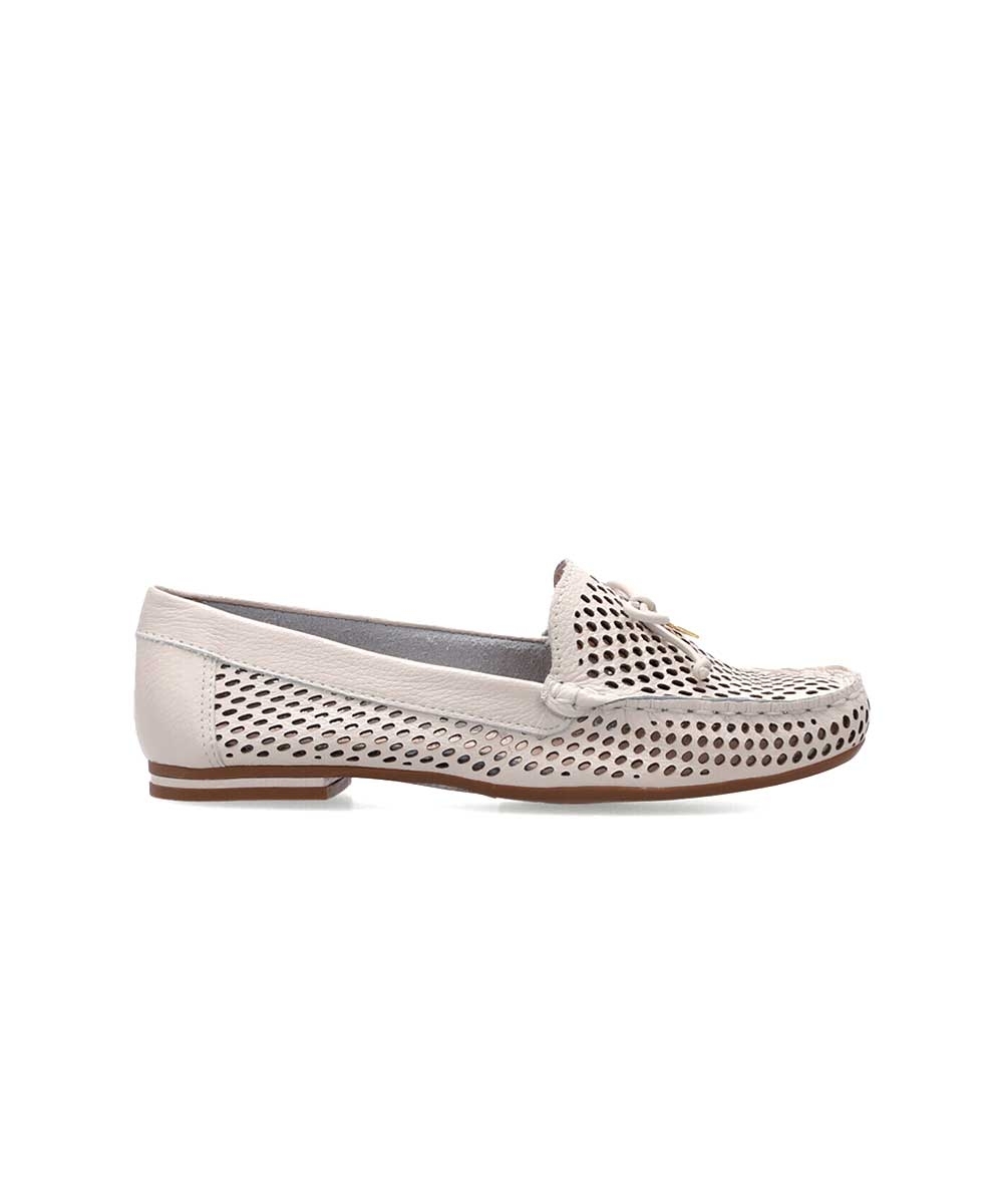 Mocassim Feminino Luz Da Lua Laço Couro Pana