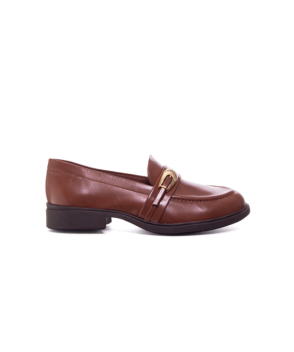 Mocassim Feminino Quiz Salto Bloco Caramelo