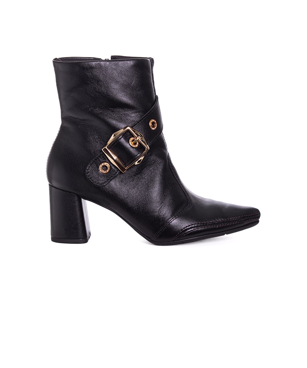 Bota Cano Curto Ramarim Total Comfort Couro 2659103 Preto