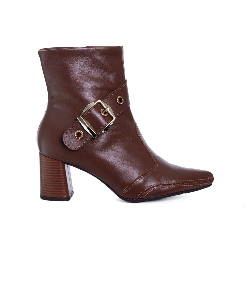 Bota Cano Curto Ramarim Total Comfort Couro 2659103 Marrom