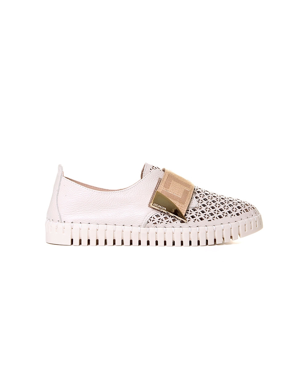 Tênis Feminino Luz Da Lua Casual Couro Panna