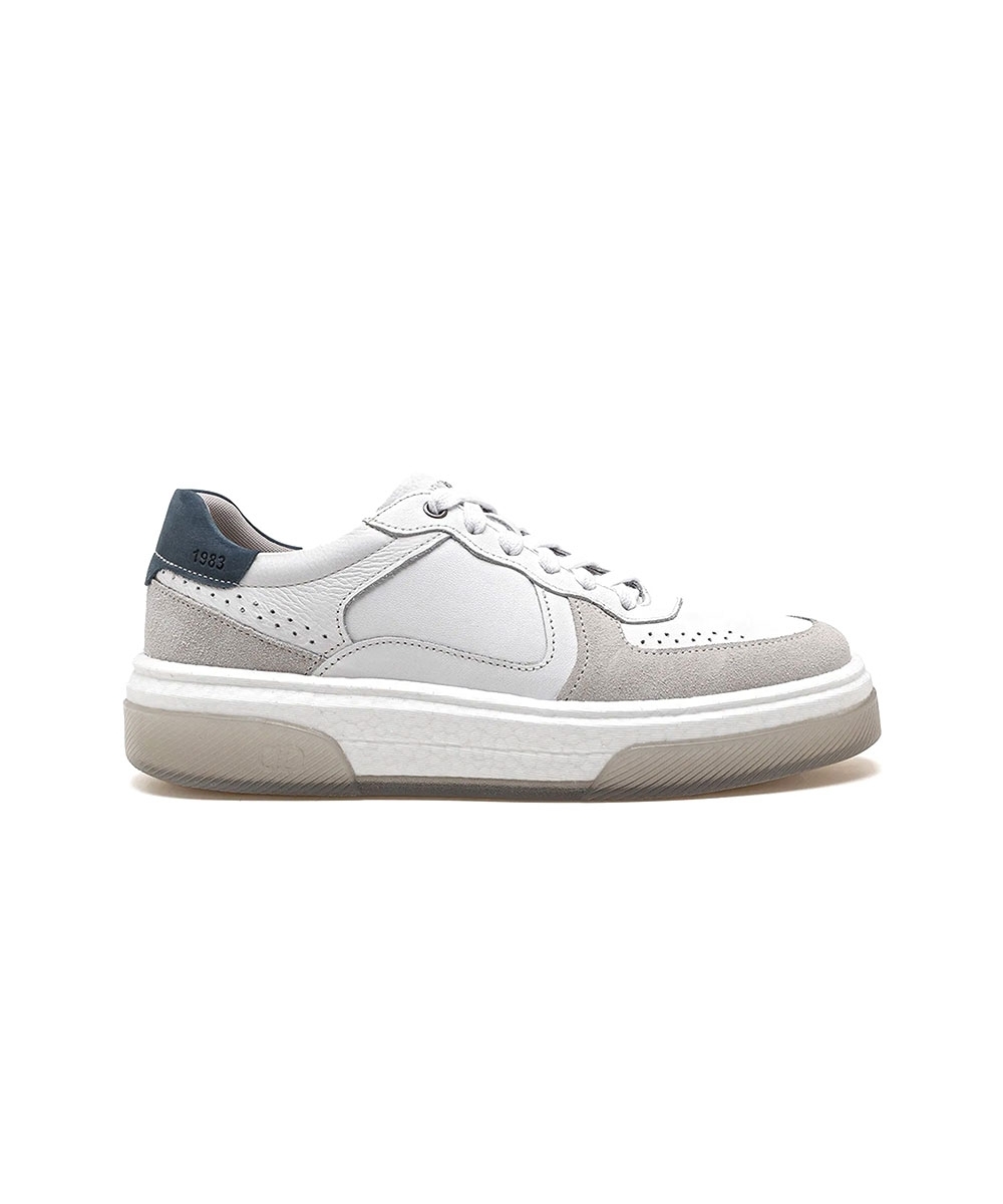 Tênis Masculino Democrata Beat Pulse Couro Branco