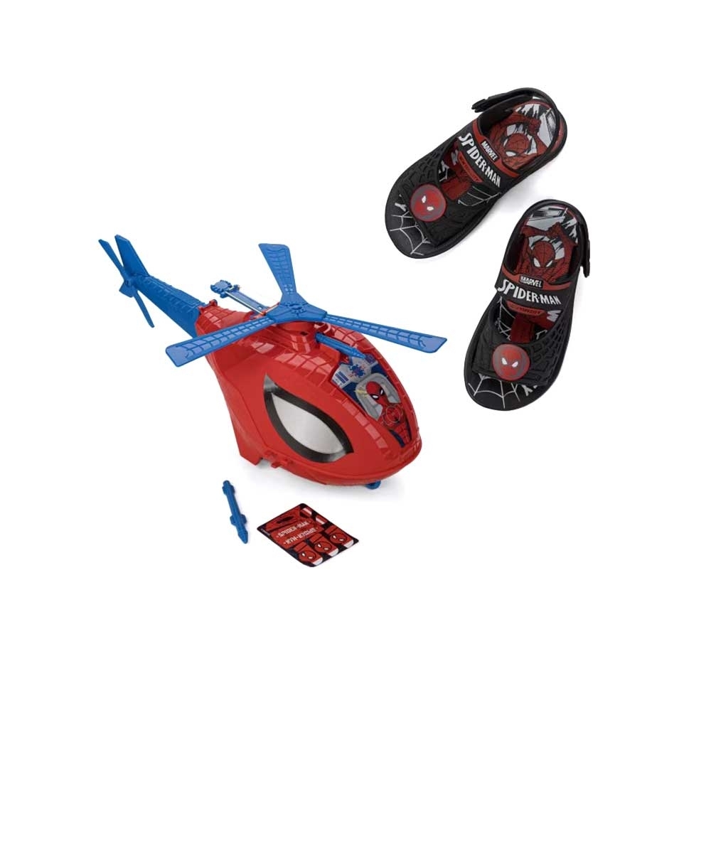 Sandália Infantil Grendene Homem Aranha Helicóptero 23064 Preto