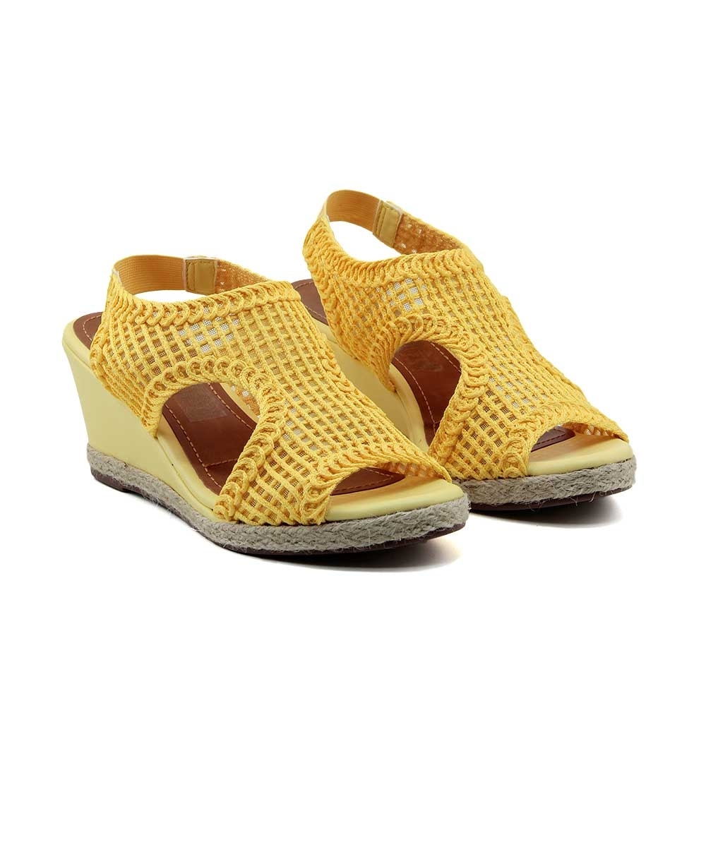 Sandália Anabela Valentina Tramada Amarelo