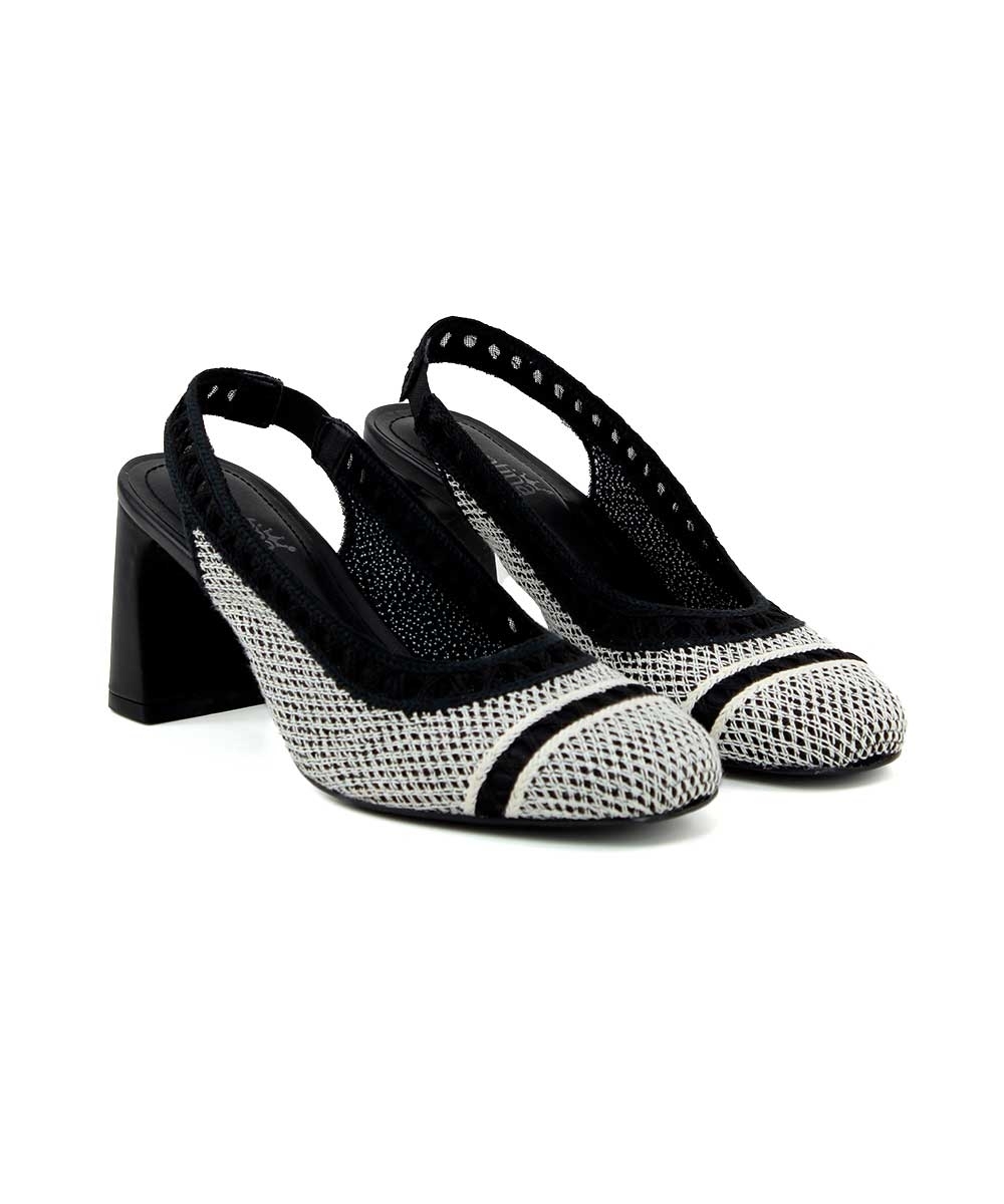 Scarpin Slingback Valentina Salto Bloco PRETO