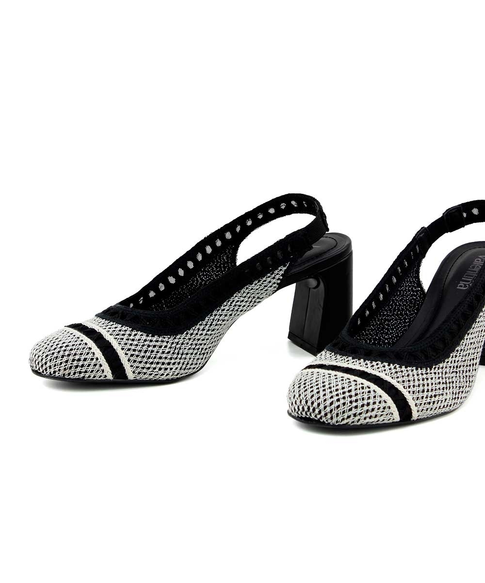 Scarpin Slingback Valentina Salto Bloco PRETO