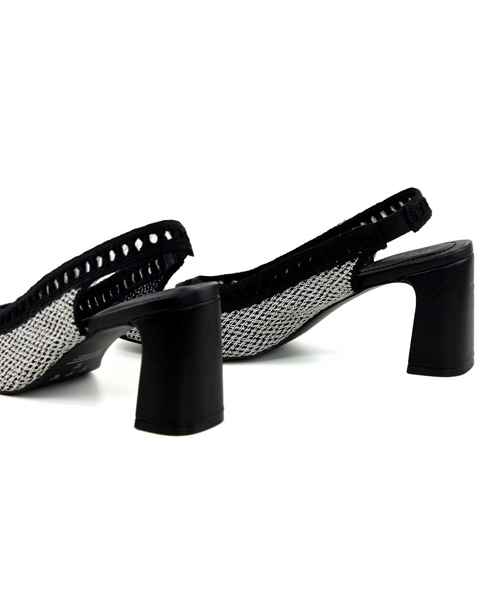 Scarpin Slingback Valentina Salto Bloco PRETO