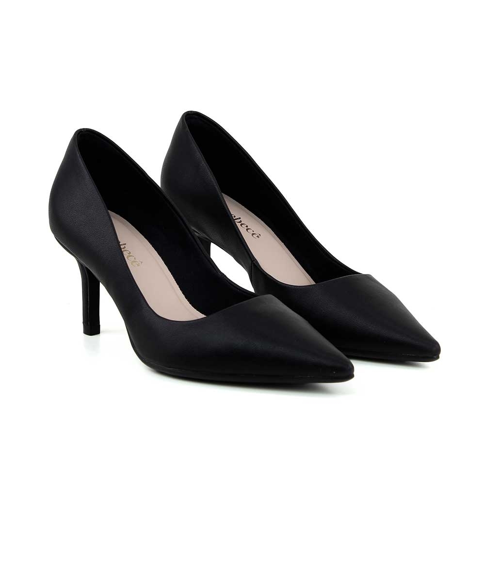 Scarpin Bebecê Salto Médio Fino Preto