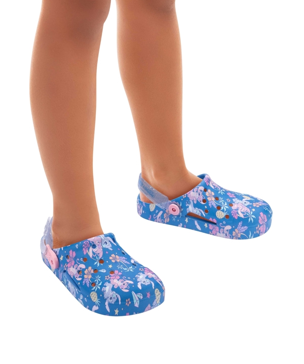 Babuche Grendene Kids Stitch E Angel Disney Azul