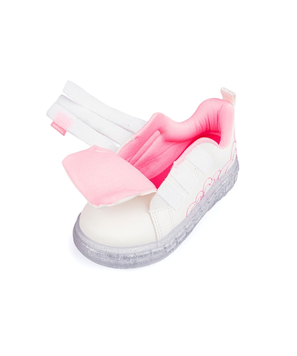 Tênis De Led Infantil Pampili Luz Coração Branco