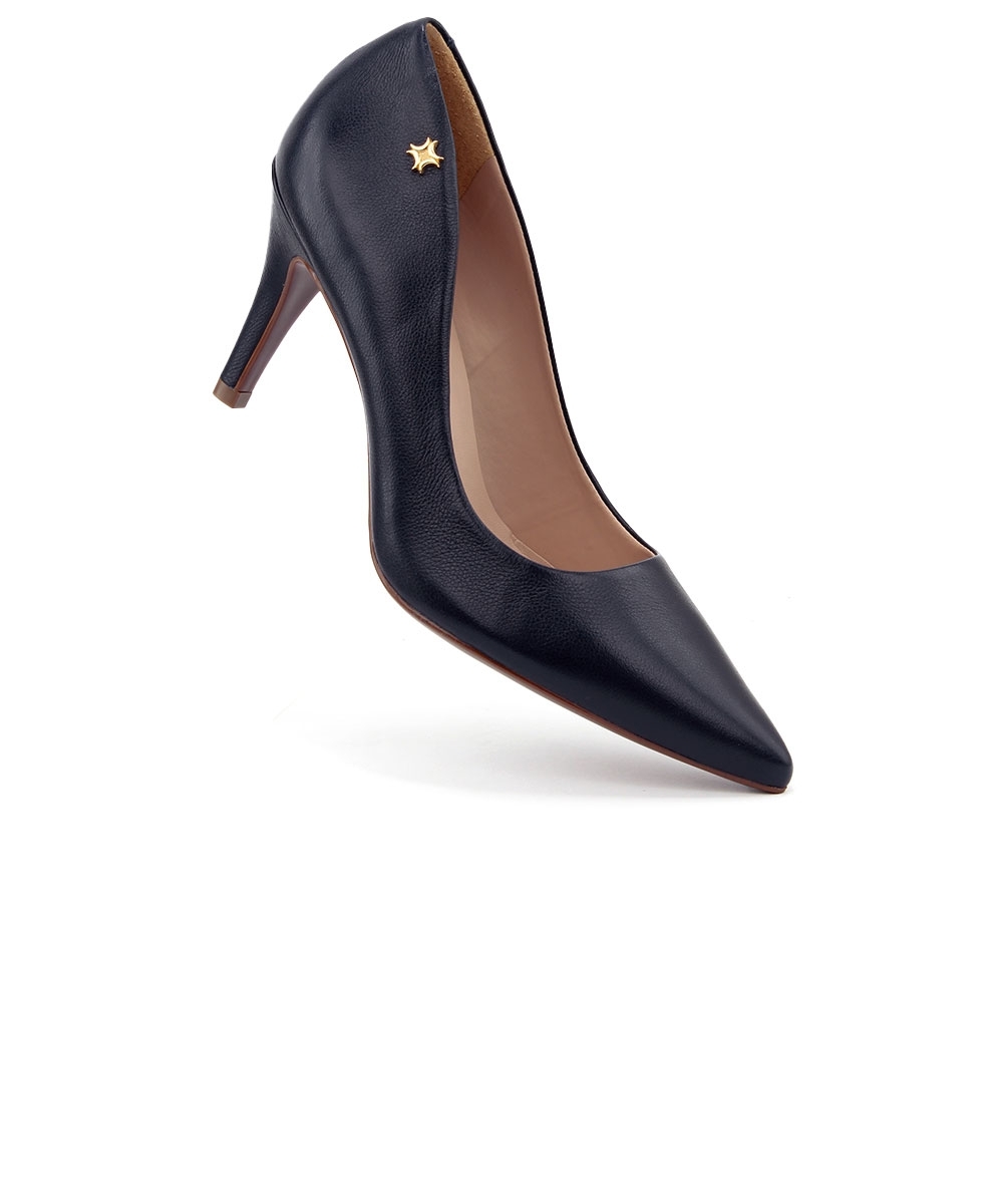 Scarpin Luz Da Lua Saara 56121000 Couro Marinho