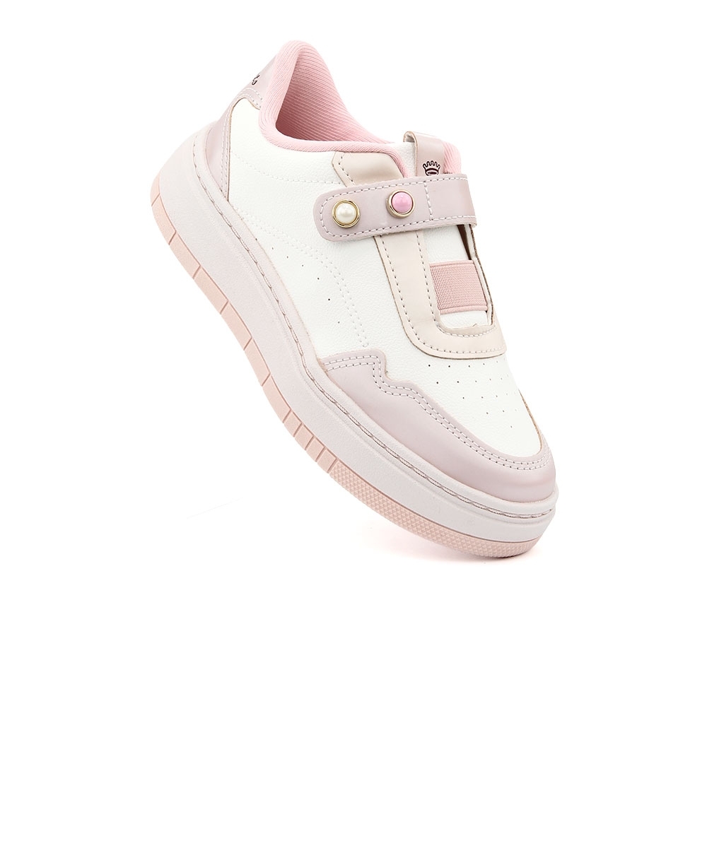 Tênis Infantil Pink Cats Calce Fácil Branco