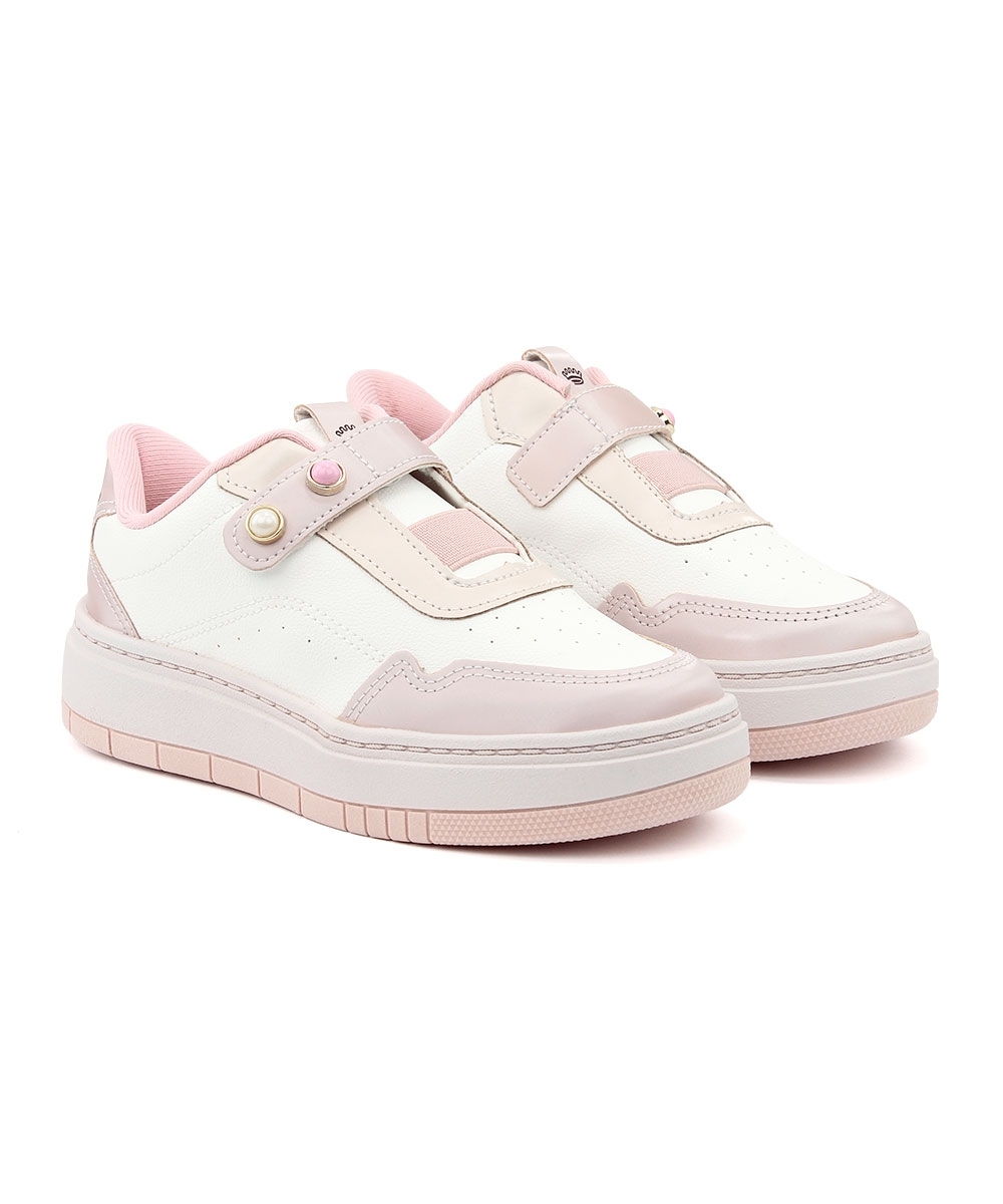 Tênis Infantil Pink Cats Calce Fácil Branco