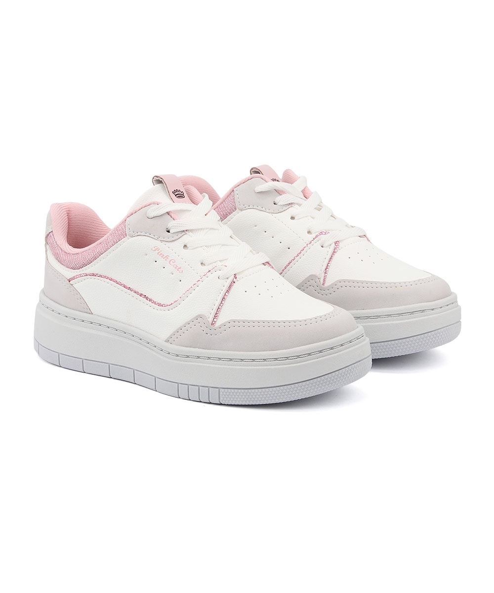 Tênis Infantil Pink Cats Casual Off White