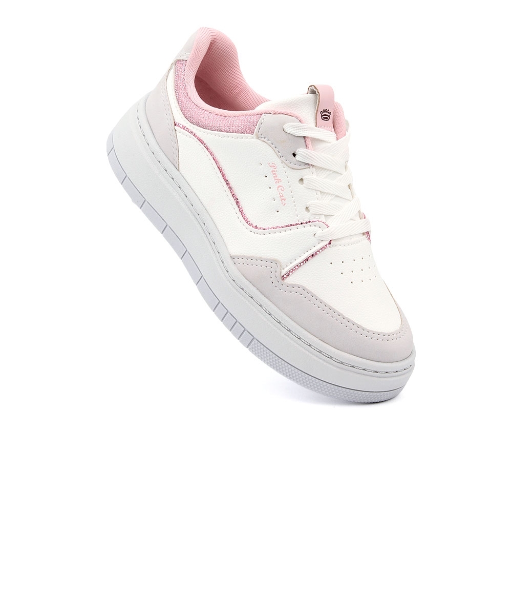 Tênis Infantil Pink Cats Casual Off White