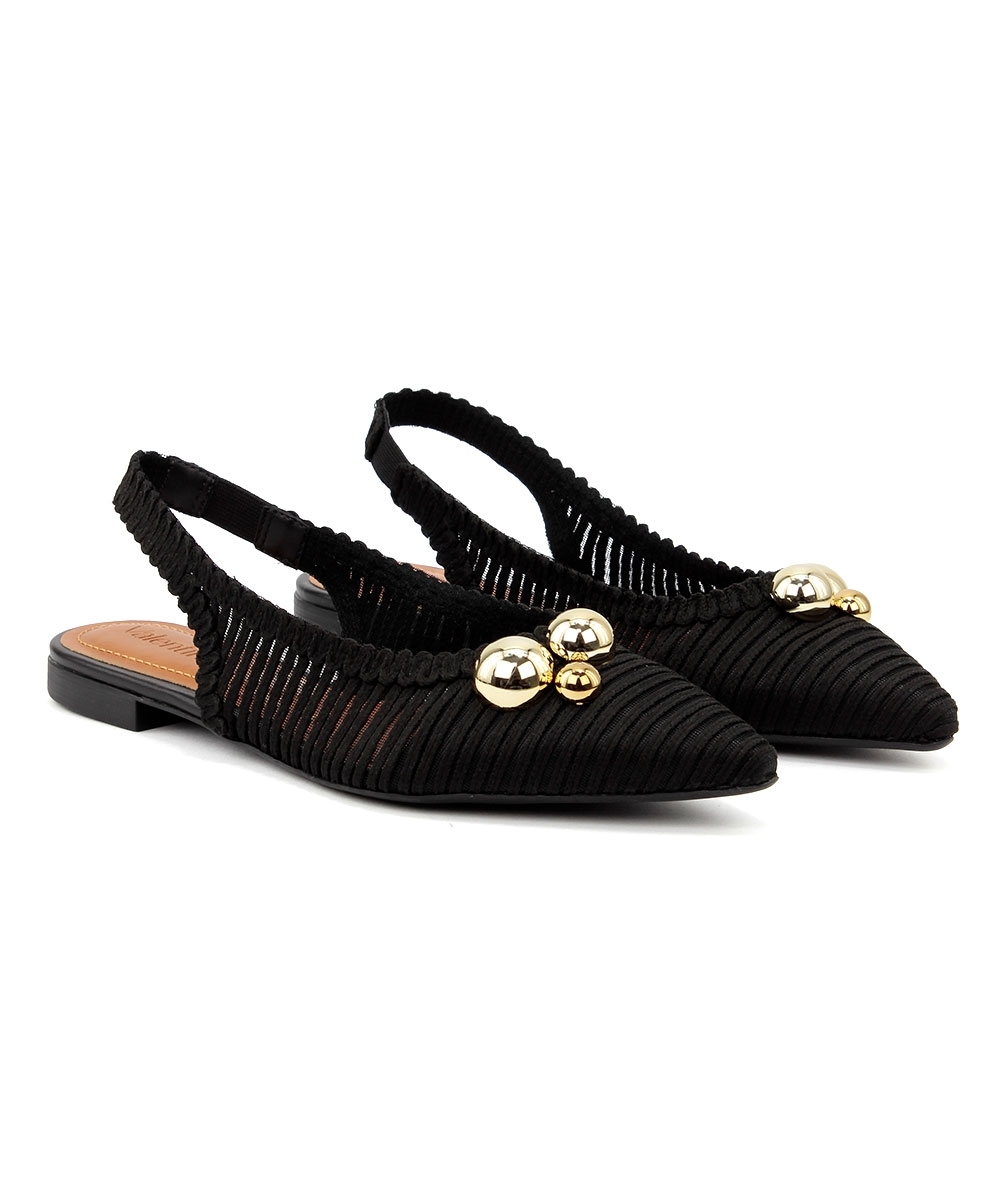 Sapatilha Slingback Valentina Bico Fino Tramada PRETO