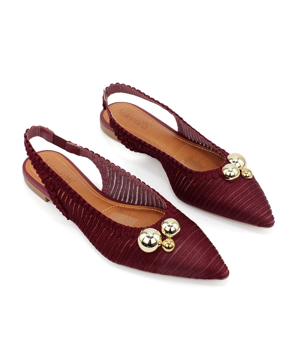 Sapatilha Slingback Valentina Bico Fino Tramada VINHO