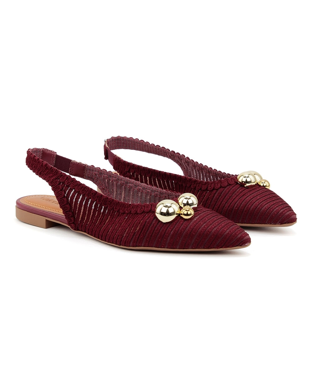 Sapatilha Slingback Valentina Bico Fino Tramada VINHO